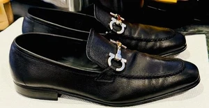Salvatore Ferragamo Men's Giostra Leather Loafers Black Size 11 EE - Picture 1 of 11