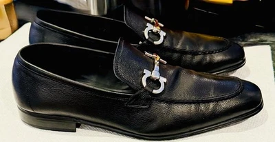 Salvatore Ferragamo Men's Giostra Leather Loafers Black Size 11 EE - Image 1 of 4