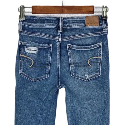 American Eagle womens Button Fly High Rise jegging size 4 stretch distressed - Image 1 of 4