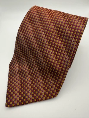 Pavone Tie Mens Silk Italian Geometric Check Pattern Made in Italy 4" Wide - Image 1 of 4