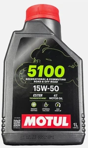Aceite Motor Moto MOTUL 5100 15W50 MA2 4 Tiempos 1 Litro Lt Technosynthese Ester - Imagen 1 de 2