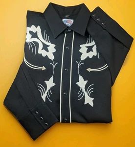 Camicia vintage anni 80 Miller GRANDE cowboy western con bottoni perla a scatto hype rara nera  - Foto 1 di 15