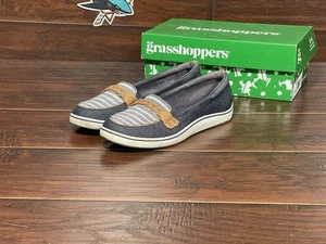 Scarpe da barca Grasshoppers Windham slip-on blu navy/pietra donna taglia 6 M usate - Foto 1 di 11
