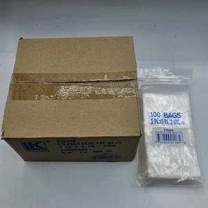 LK F20305  4 cases 3x5 2 mil Clear Zipper Bags 1000 case each - Picture 1 of 5