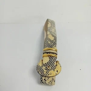 Avion Leather Belt Snake Pattern Vintage 28-30.5" Black Yellow -WRDC - Picture 1 of 6