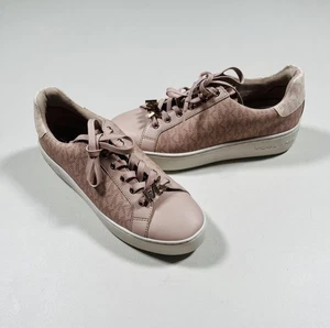 Michael Kors Zapatos Mujer Talla 8M Rosa Logo Con Cordones Plataforma Parte Superior Baja Tenis - Imagen 1 de 10