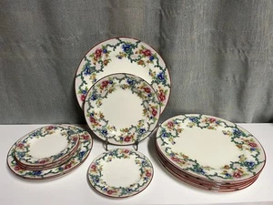 13 Piece Set Royal Cauldon Floradora Red Trim Smooth Brown Westhead Moore - Picture 1 of 19