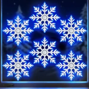 Paquete de 6 luces de copos de nieve navideños centelleantes Hi Vibrant, 10'' 663 LEDs Waterp... - Imagen 1 de 8