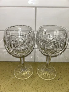 Waterford Crystal Lismore Balloon Wine Glasses 7” Set Of Two Seahorse Mark - Picture 1 of 8