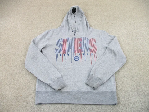 Philadelphia 76ers Sweater Adult Small Gray Blue NBA Basketball Hoodie Mens Cover