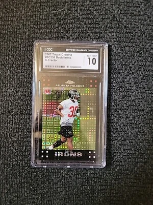 2007 Topps Chrome Football David Irons Rookie #TC258 Xfractor CGC 10 GS607 - Image 1 of 2