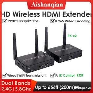 H.265 1080P HD 60 FPS Wireless HDMI Extender Kits 1x TX 2x Receiver bis 656 Fuß - Bild 1 von 7