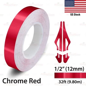 1/2" Vinyl Pinstriping Pin Stripe Car Styling Tape Decal Sticker 12mm CHROME RED - Picture 1 of 12