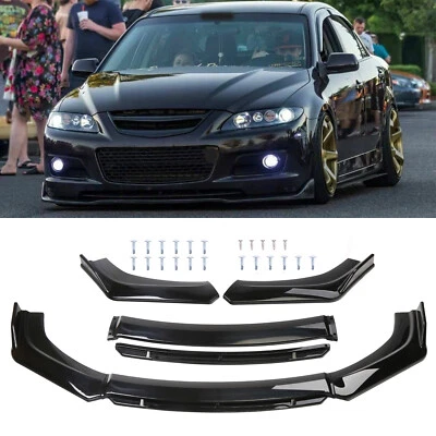 Front Bumper Lip Gloss Black Splitter Spoiler Kit For Mazda 6 Mazda6 2002-2022 - Image 1 of 4
