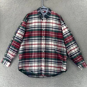 Tommy Hilfiger Vintage Men’s Button Down L/S Shirt Plaid Large Multicolor - Picture 1 of 11