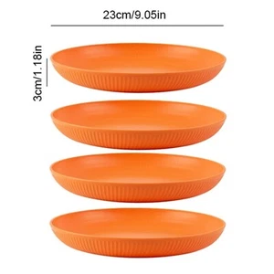 4Pack 23cm Wheat Straw Plates - Unbreakable Dinnerware Set | Stackable, Reusable - Picture 1 of 12
