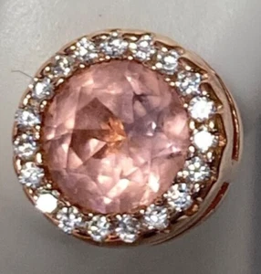 Bella Luce Rose Gold Over 925 Sterling Round Pink Gemstone w/ Diamonds Earrings - Picture 1 of 9