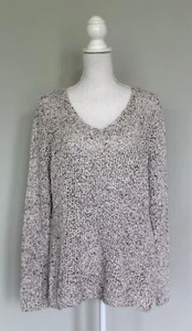 Suéter cuello en V tejido blanco marmolado EILEEN FISHER, talla XL - Imagen 1 de 7