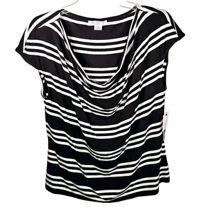 New Liz Claiborne Petite PXL Women's Cowl Neck Drape SS Shirt Blouse Top - Picture 1 of 8