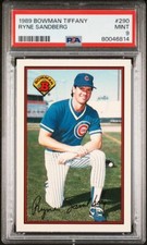1989 BOWMAN TIFFANY # 290 RYNE SANDBERG PSA 9 MINT MLB CARD Fresh Grade !