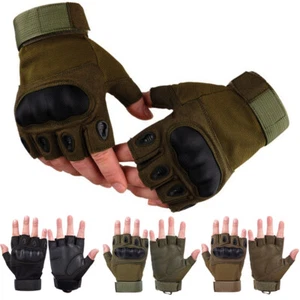 Mens Half Finger Tactical Gloves Wear-resistant Anti-slip Hunting Army Military - Picture 1 of 15