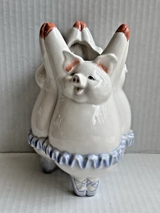 Vintage Fitz and Floyd Dancing Ballerina Pigs in Tutu Vase - Picture 1 of 12