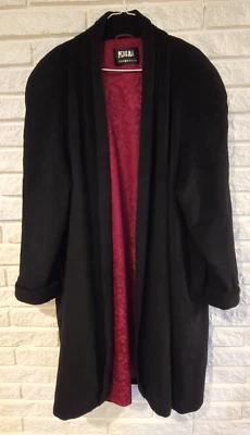 Abrigo largo negro envolvente Ping Ma para mujer Foto 1 de 4