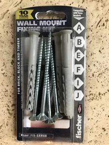 Fischer Wall Mount TV Bracket Fixing Kit High Quality 4x plug/screw set - Picture 1 of 2