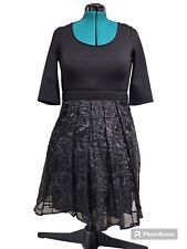 plenty by tracy reese Eilza Embroidered Organza Fit N Flare Black Dress Size 6
