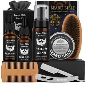 Kit Barba per Uomo Rasatura e post con Olio, Balsamo, Spazzola, Rasoio, Pettine - Foto 1 di 4