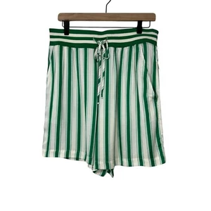 Anthropologie Women’s Size Medium Green Stripe Lightweight Bermuda Boxer Shorts - Picture 1 of 8