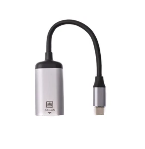 LAN Kabel 20 cm RJ45 Buchse zu USB 3.1 Typ C Stecker Adapter in Grau - Afbeelding 1 van 6