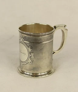 EARLY AMERICAN COIN SILVER MUG CUP - Picture 1 of 11