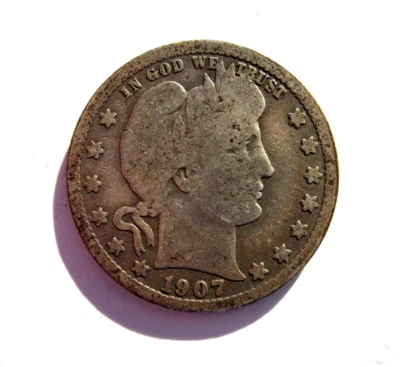 1907-S BARBER QUARTER DOLLAR 25C SAN FRANCISCO MINT NICE COLLECTOR DATE - Image 1 of 2