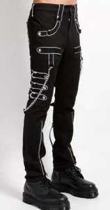 Para hombre Negro Gótico Hebilla Cibernética Pantalones Hilo Esclavitud Metal Pantalones - Imagen 1 de 2
