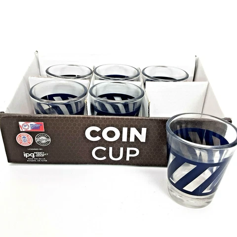 LOT OF 6 - Michigan State Strong Shot Glasses Coin Cups Licensed 1oz Glass Cover