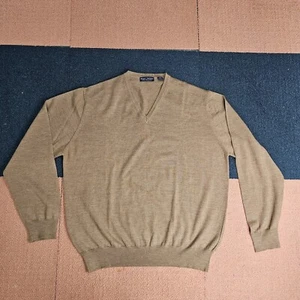 Grant Thomas Italian Merino Wool V-Neck Knit Sweater XL Brown R2a - Picture 1 of 8