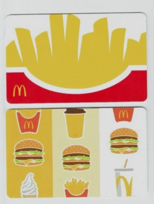 McDonalds Gift Card - LOT of 2 - French Fries & Stripes - Hamburgers - NO Value - Image 1 of 2