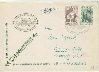Finland 1959 Helsinki cancel Centenary Tree + Wood  stamps cover ref 21838 - Image 1 of 2