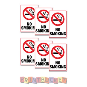 No smoking Stickers 65mm x 100mm 6 Pack quality non fade waterproof vinyl - Picture 1 of 1