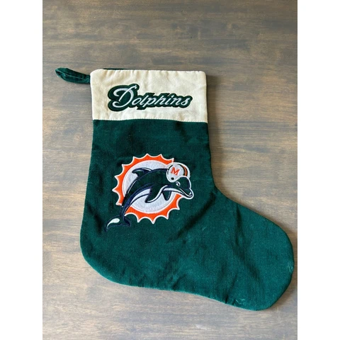 Miami Dolphins NFL Vintage Green Velvet Christmas Stocking Cover
