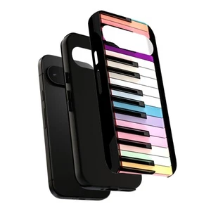 Coque téléphone pour Google Pixel (pixel 9,8,7,6,5,4,4a,3,3a,2), impression piano arc-en-ciel - Photo 1 sur 6