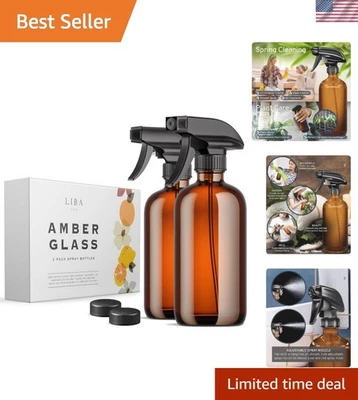 Versáteis frascos de spray de vidro âmbar pacote com 2 - 16 oz seguro para óleos essenciais - Imagem 1 de 4