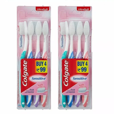 Colgate Sensitive Toothbrush Ultrasoft bristles 2 x Pack of 4 - Image 1 of 3