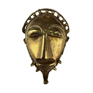 MMA Vintage 1989 Gold Tone African Mask Pendant Tribal Design Museum Replica - Picture 1 of 5