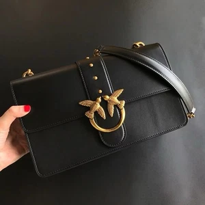 NEW Pinko Fashion Simply Love Bag medium black leather crossbody - Picture 1 of 6