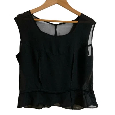 COMME des GARCONS 女式黑色透明无袖衬衫背心 M 二手 — 第 1/4 张图片