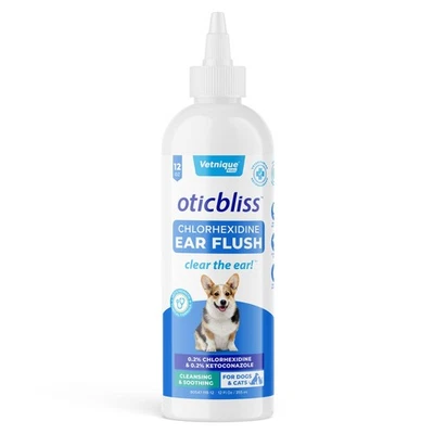 Tratamiento medicado para infecciones de oído de perro Oticbliss, limpiador antiséptico de oídos para C... Foto 1 de 4