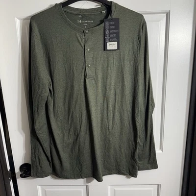 M PEQUEÑO 7D Diamantes Core Henley Performance Manga Larga Oliva Atlético Nuevo con Etiquetas Foto 1 de 4