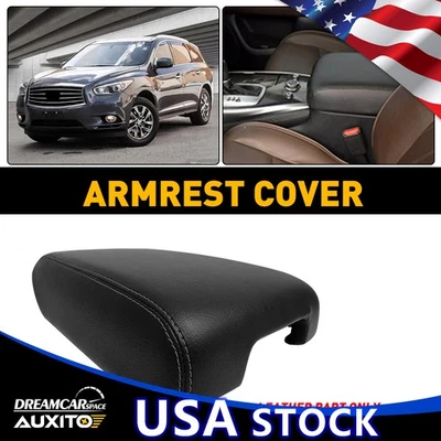 Fit for Infiniti QX60 2014 2015-2020 Console Black Lid Armrest PU Cover Leather - Image 1 of 4